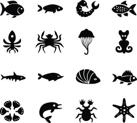 Fototapeta premium set of sea animals