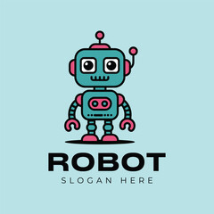 Minimal Vibrant robot, unique logo, Robot vector, modern logo, Unique robot logo