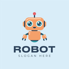 Yellow robot logo, Cute robot logo, Unique
