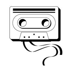 Abstract Hand Drawn Classic Tape Old Cassette Doodle Concept Vector Design Outline Style On White Background Isolated Outline Music, Sound, Audio, Relax