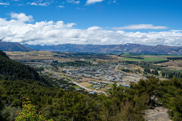 Panoramic View of a Mountain Valley Town