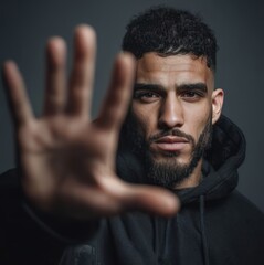 araic man try to hiding from camera
