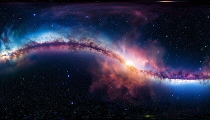 360 degree equirectangular space background featuring vibrant nebula and stars n hdri spherical panorama for environment mapping and 3d rendering