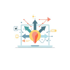 map pointer with compass design inside laptop