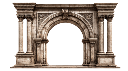 Ancient Stone Archway on Transparent Background for Historical or Architectural Projects