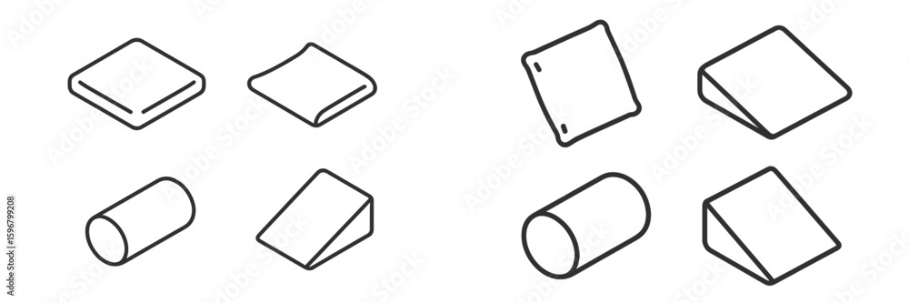 Poster different geometric shapes illustrated with simple line art on a white background in a minimalist st