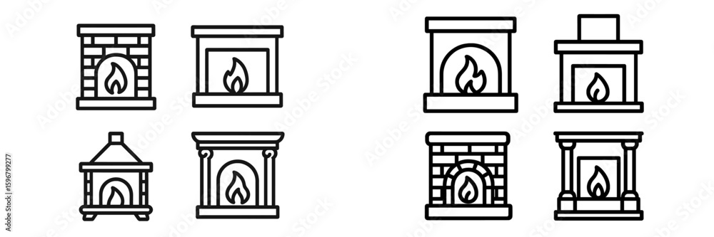 Poster various styles of simple fireplace designs displayed in a grid format for inspiration