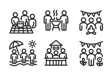 Gatherings and activities at a summer outdoor event with friends and family during a sunny day