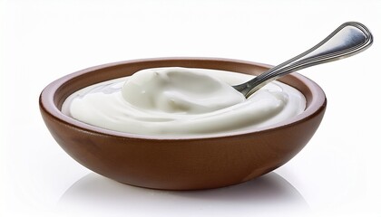 fresh yogurt with spoon isolated on transparent and white background
