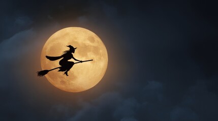 Witch flying on a broom at night (2)