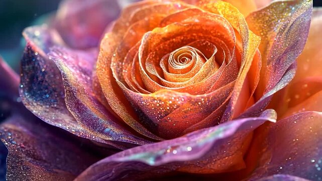 Multicolored rose closeup
