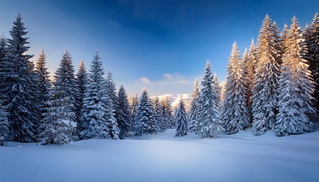 snowy pine trees in winter wonderland nature background digital art environment serene viewpoint