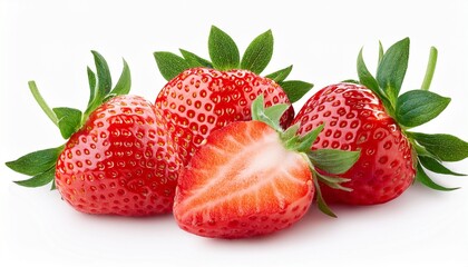 strawberries with half isolated on white background