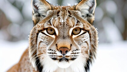 Obraz premium A captivating portrait of a lynx, a moment of connection. 