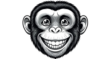 Cartoon chimpanzee face: detailed close-up with a cheerful expression