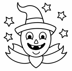 Happy Halloween elements set outline in doodle style  Illustration