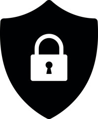 Secure shield with lock icon illustration for privacy and protection