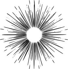 Naklejka premium Abstract black sunburst graphic with radial lines. Vector illustration