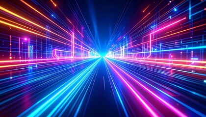Fototapeta premium Neon city highway, speed of light