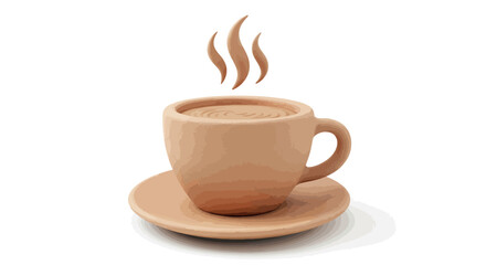 Obraz premium Realistic coffee mug with steam on a saucer