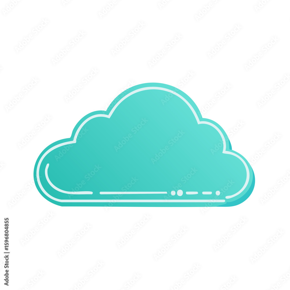 Poster isolated teal cloud with a white stroke, simple flat style for meteorological weather forecasting an
