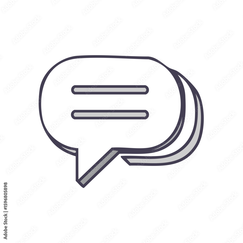 Poster simple 3d speech bubble with horizontal lines for text placeholder and communication purposes