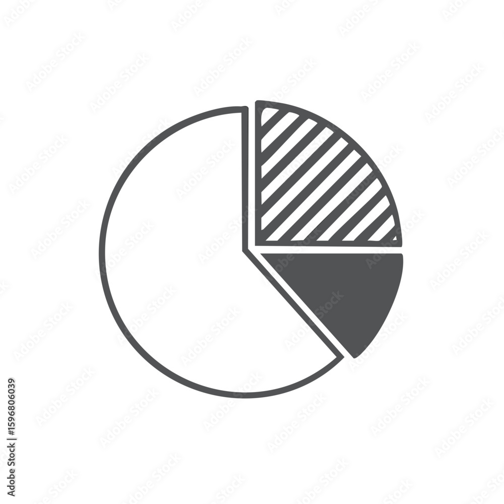 Poster pie chart showing segmented percentages of a whole concept of data and information in graphic form