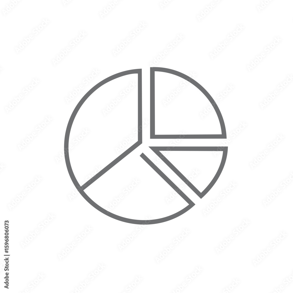 Poster outline pie chart for data analysis with sections and proportions, simplified