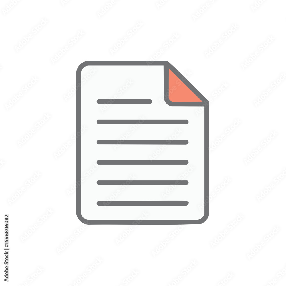 Fototapete document icon symbolizing text content with folded corner depicting essential information management