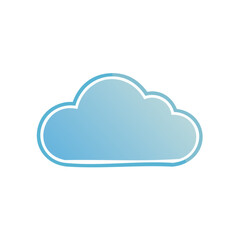 Fototapeta premium Blue gradient cloud illustration with rounded white outline simple flat icon graphic