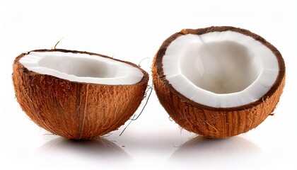 cracket coconut half isolated on white background