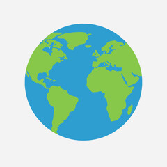 Fototapeta premium Global Sphere: A vibrant illustration of Earth, showcasing continents in green against a serene blue backdrop, inviting contemplation of our shared world.