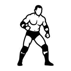 Fototapeta premium Powerful Pose: A stoic wrestler in a bold and dynamic pose, embodying strength, determination, and the spirit of competition, prepared for the ultimate showdown.
