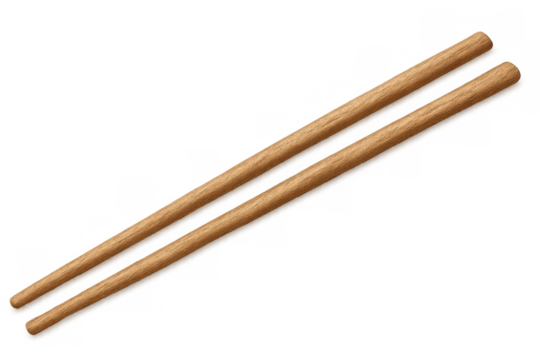 Wooden chopsticks isolated on transparent background, ready to be used for eating asian cuisine