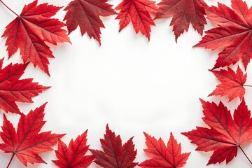 Autumn Maple Leaves Frame on White Background – Fall Season Border Design