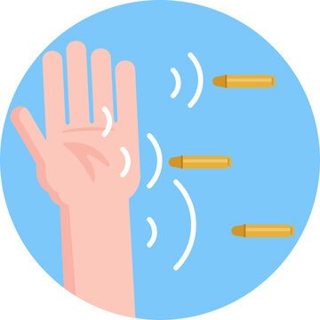 A symbol representing ammunition or projectiles, often used in superhero comics or movies as a visual cue for danger.