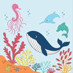 Different types of sea animals