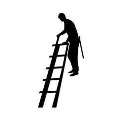 Climbing to New Heights: A determined figure ascends a ladder, a silhouette against an open sky, symbolizing ambition, progress, and the journey towards success.