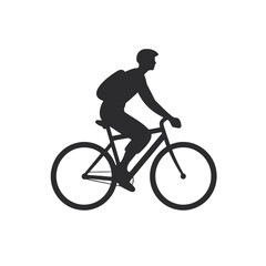 Obraz premium Cycling Silhouette: A streamlined monochrome silhouette captures the essence of cycling, portraying a person on a bicycle in motion. A timeless symbol of outdoor activity and recreation.