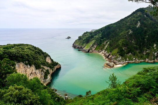 Beautiful Pechon beach in Cantabria, northern Spain