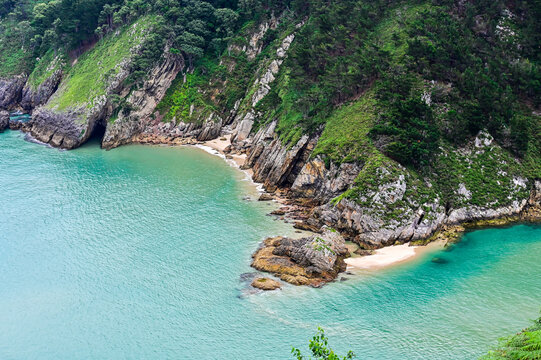 Beautiful Pechon beach in Cantabria, northern Spain