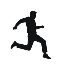 Fototapeta premium Dynamic Motion: A silhouette of a person leaps into action, capturing the essence of movement, strength, and determination.