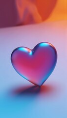Heart-shaped object on simple white background. Unique, gradient purple, pink colored, symmetrical heart shape design. Love, affection, romance symbol. Red heart shape for decoration, gift, emotion.