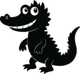 Fototapeta premium Playful cartoon crocodile silhouette perfect for children s designs educational materials and fun wildlife illustrations