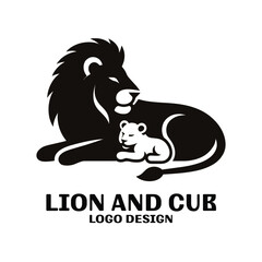 Lion And Cub Vector Logo Design 