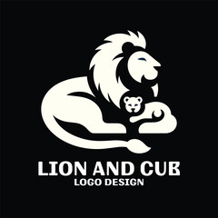 Lion And Cub Vector Logo Design 