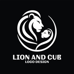 Lion And Cub Vector Logo Design 