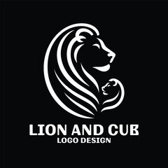Lion And Cub Vector Logo Design 