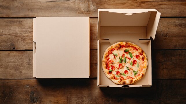 Realistic pizza box mockup for delivery and branding design concepts