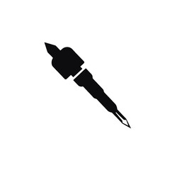 A black silhouette illustration of a tattoo machine with a needle, presented on a white background.